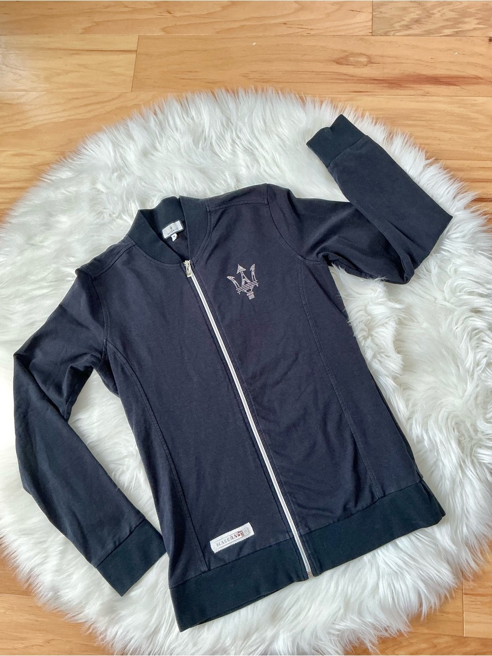 Maserati Women’s Blue Zip-Up Rhinestone Logo Track Jacket Size Medium